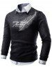 Crew Neck Feather Embroidery Sweater -  