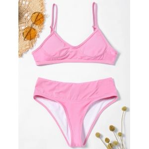 

Cami Strap High Leg Bikini Swimwear, Light pink
