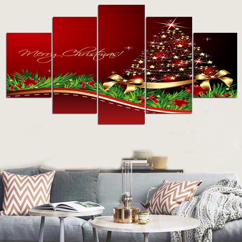 

Starlight Christmas Tree Patterned Wall Stickers, Deep red