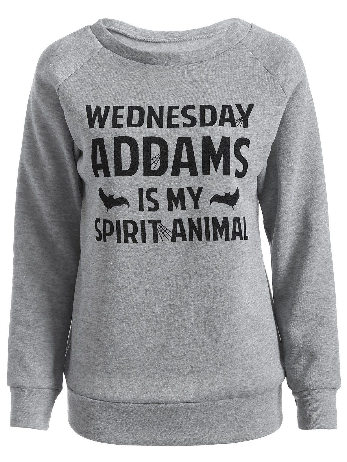 

Wednesday Printed Raglan Sleeve Sweatshirt, Light gray
