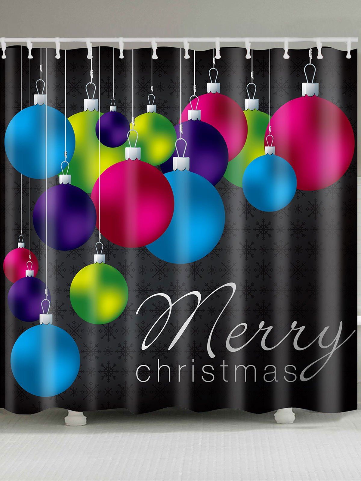 

Waterproof Colored Balls Printed Christmas Shower Curtain, Colorful