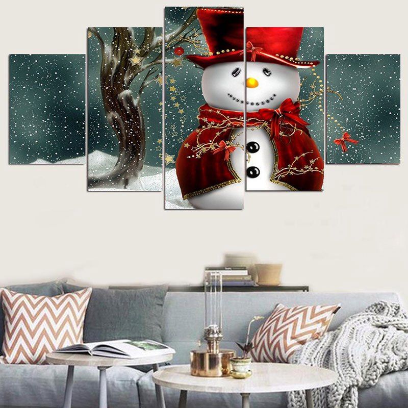 

Snowman Magician Patterned Wall Art Stickers, Red and white