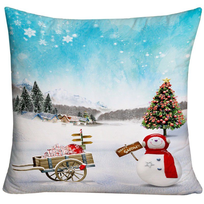 

Christmas Snowscape Printed Decorative Throw Pillow Case, Colormix