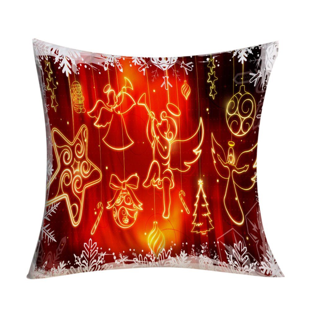 

Christmas Angel Ornaments Printed Decorative Pillow Case, Red