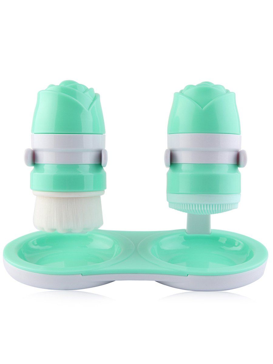 

2Pcs Multifunctional Twins Design Facial Cleansing Brush, Light green