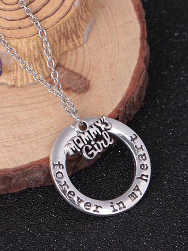 

Engraved Forever in Heart Circle Family Necklace, Pattern g