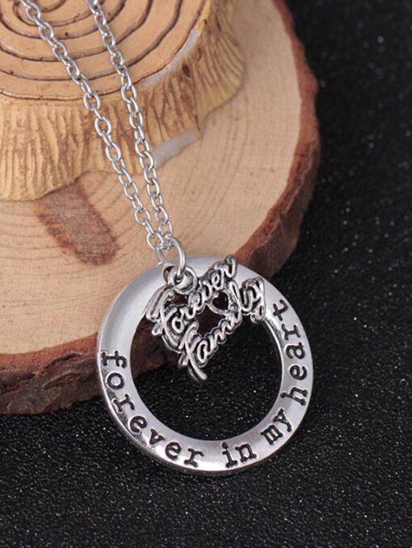 

Engraved Forever in Heart Circle Family Necklace, Pattern i