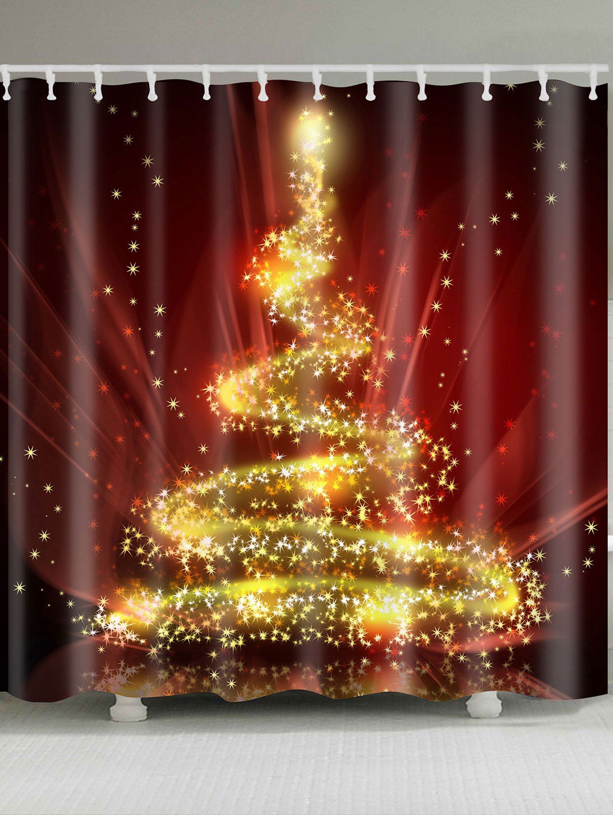 

Starlight Christmas Tree Pattern Waterproof Shower Curtain, Colorful