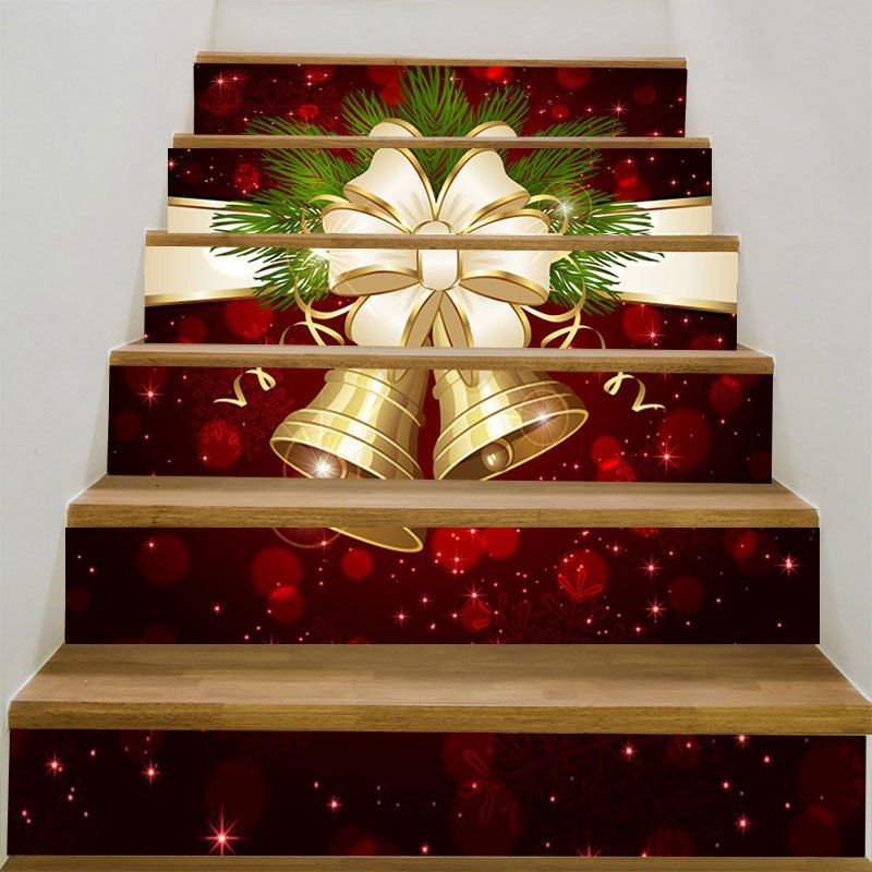 

Christmas Bells Bowknot Pattern Decorative Stair Stickers, Colorful