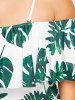 Tropical Leaf Flounce Plus Size One Piece Swimwear -  