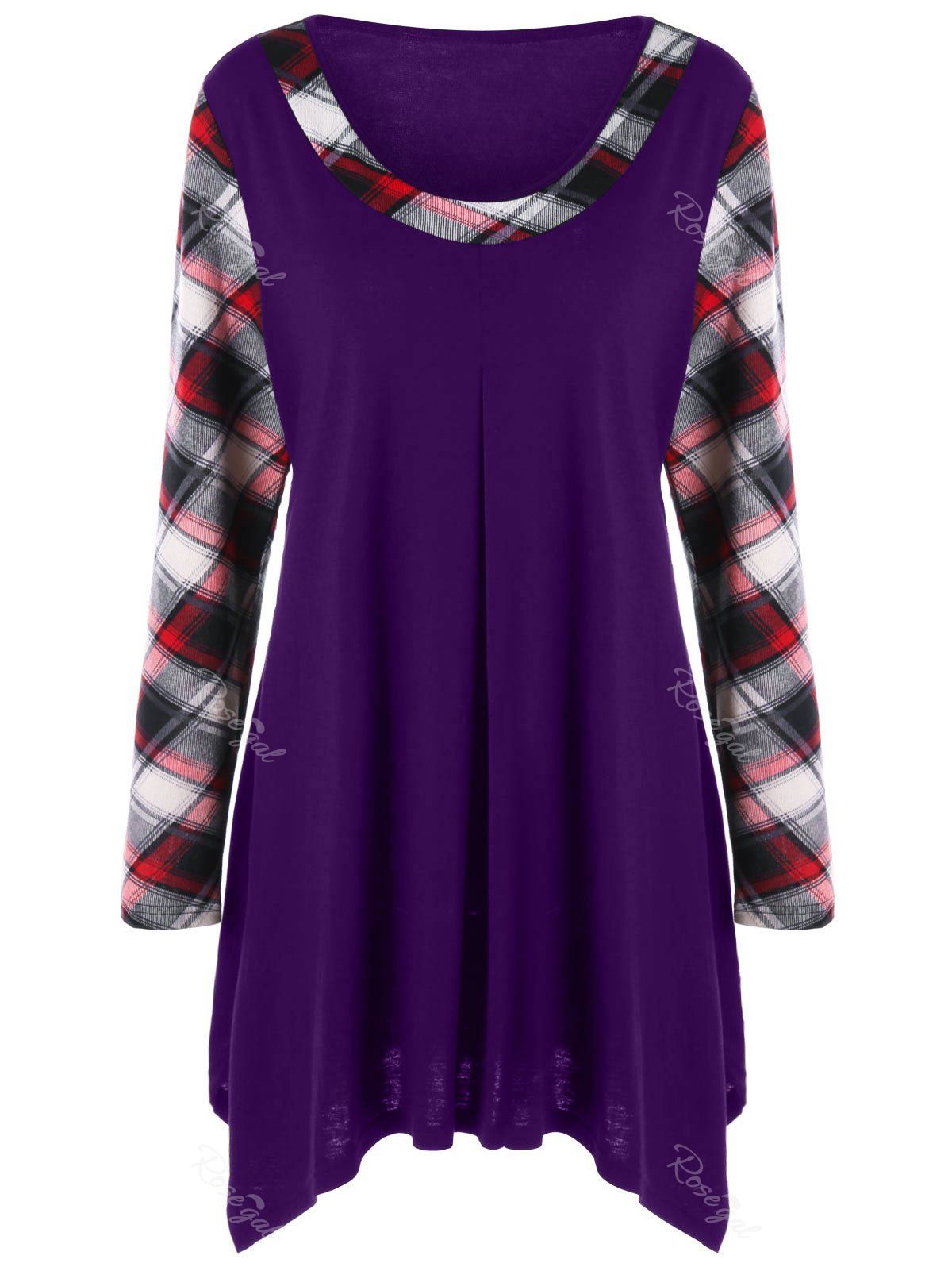 

Plus Size Plaid Trim Tunic Top, Concord