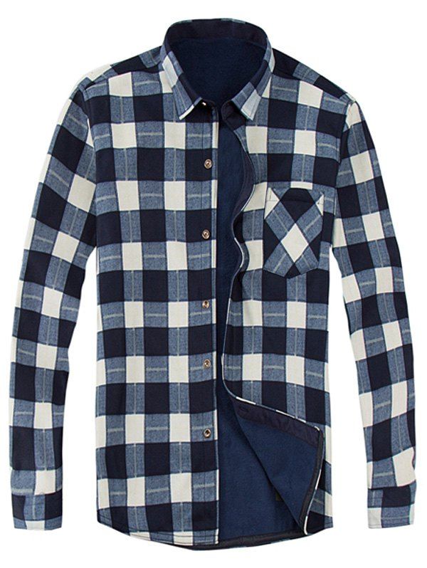 

Vintage Plaid Long Sleeve Fleece Shirt, Colormix