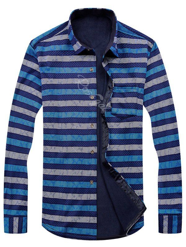Shops Geometric Stripe Fleece Long Sleeve Shirt  