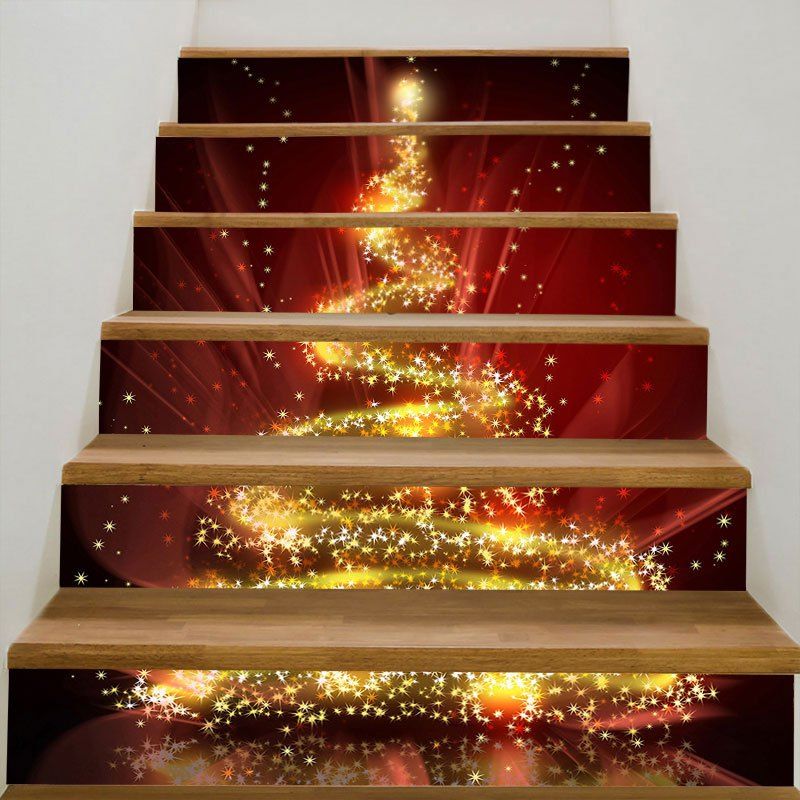 

Fantasy Starlight Christmas Tree Pattern Stair Stickers, Colorful