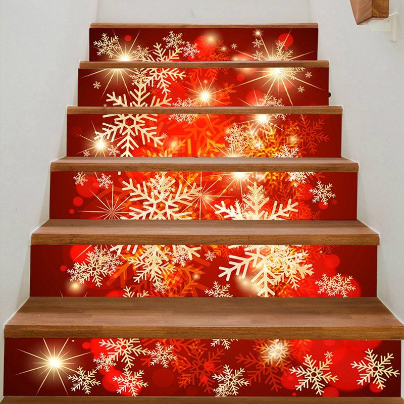 

Fantsy Christmas Snowflake Print Pattern Stair Stickers, Colorful