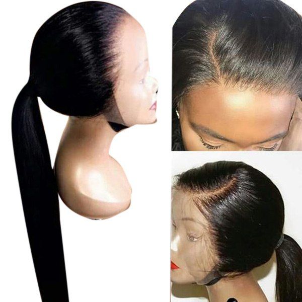 

Long Side Parting Straight Synthetic Lace Front Wig, Black