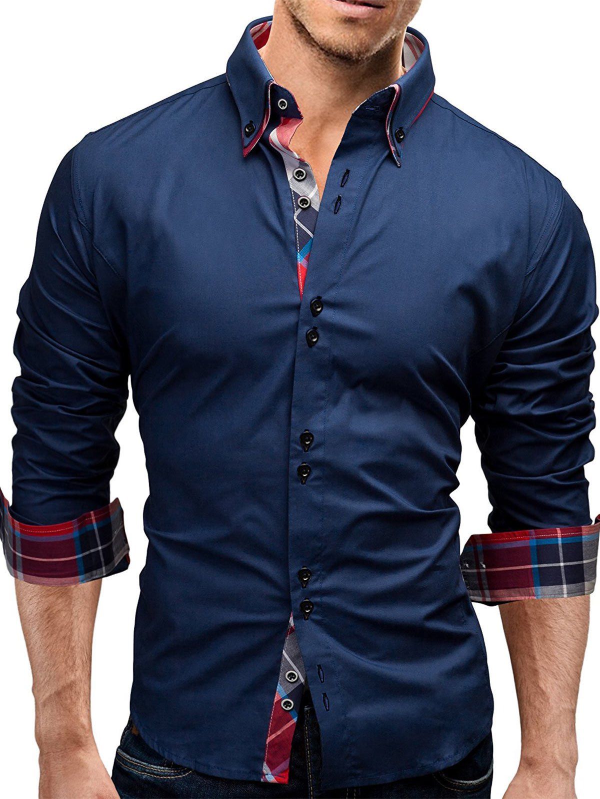 [48% OFF] Double Layer Button Down Collar Shirt | Rosegal
