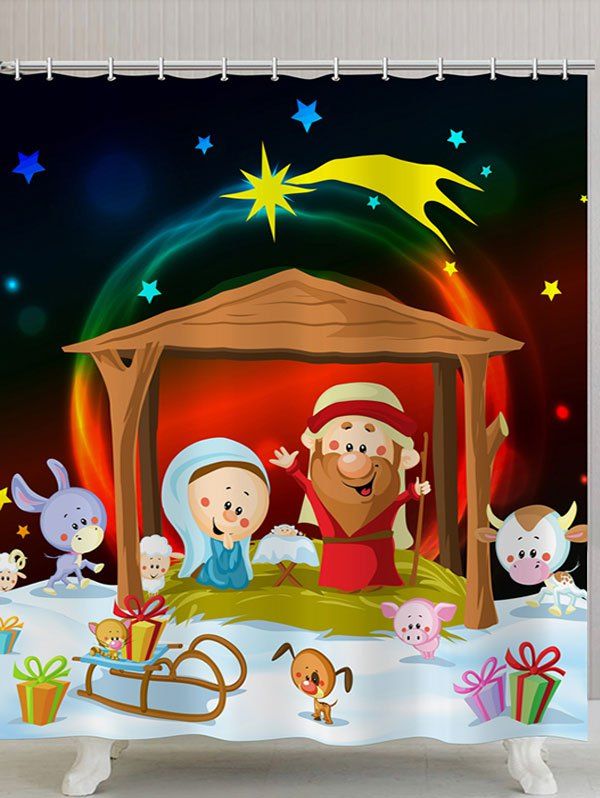 

Christmas Graphic Polyester Waterproof Bath Curtain, Colormix