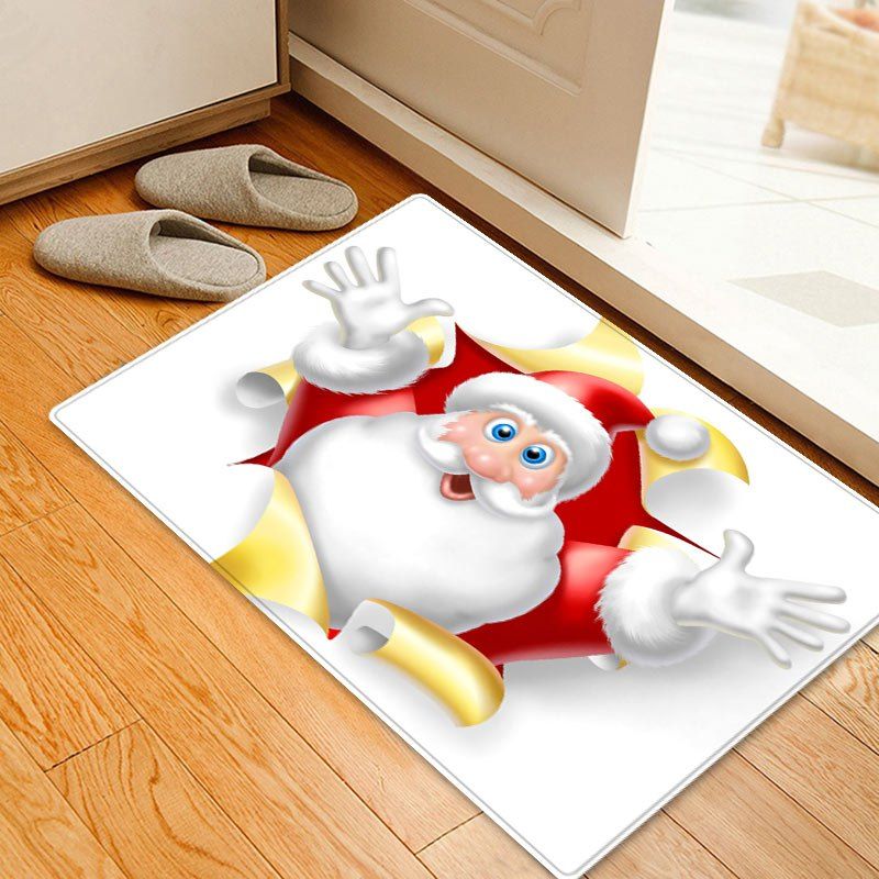 

Christmas Santa Broken Pattern Anti-skid Water Absorption Area Rug, White