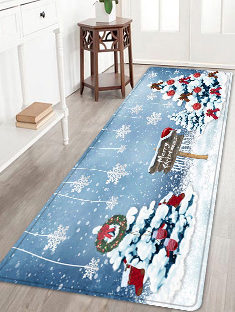

Christmas Trees Snowflakes Pattern Anti-skid Water Absorption Area Rug, Colormix