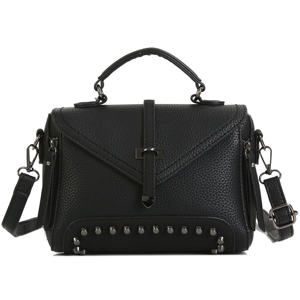 

Faux Leather Studs Crossbody Bag, Black