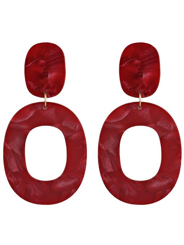 

Resin Geometric Oval Drop Earrings, Red