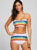 Rainbow Print High Waisted Bikini Set -  