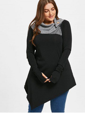 Plus Size Thumb Hole Asymmetrical Longline Top