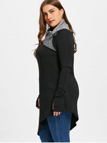 Plus Size Thumb Hole Asymmetrical Longline Top
