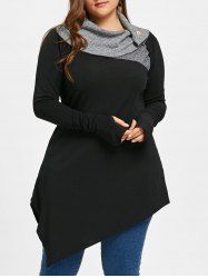 Plus Size Thumb Hole Asymmetrical Longline Top
