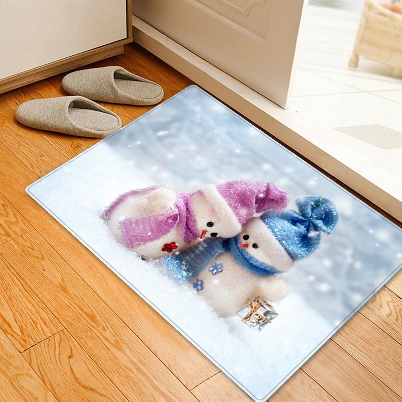 

Christmas Snowman Lover Pattern Anti-skid Water Absorption Area Rug, White