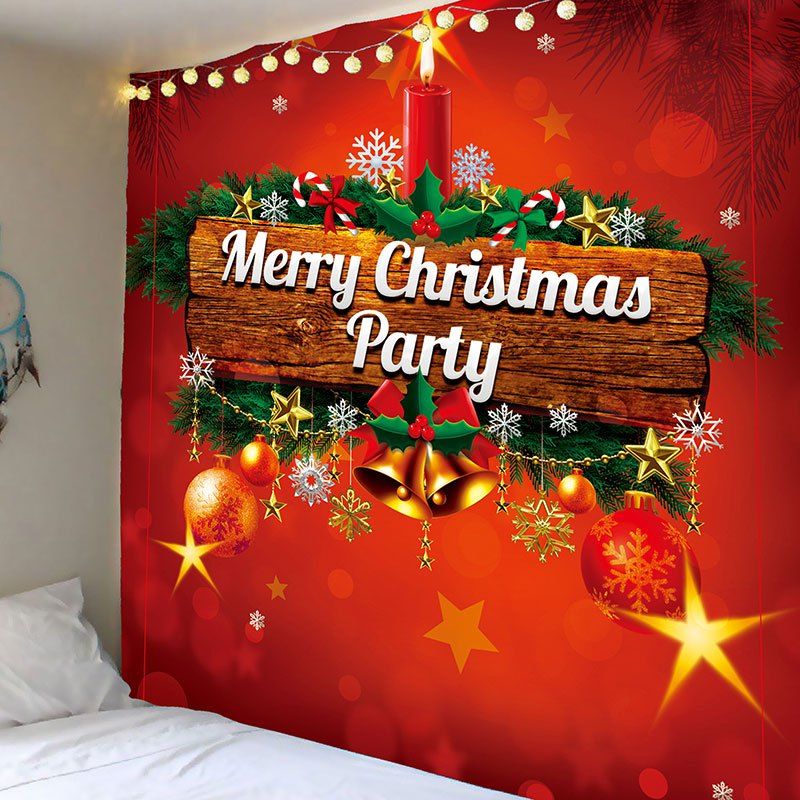 

Merry Christmas Candle Printed Wall Hanging Tapestry, Red