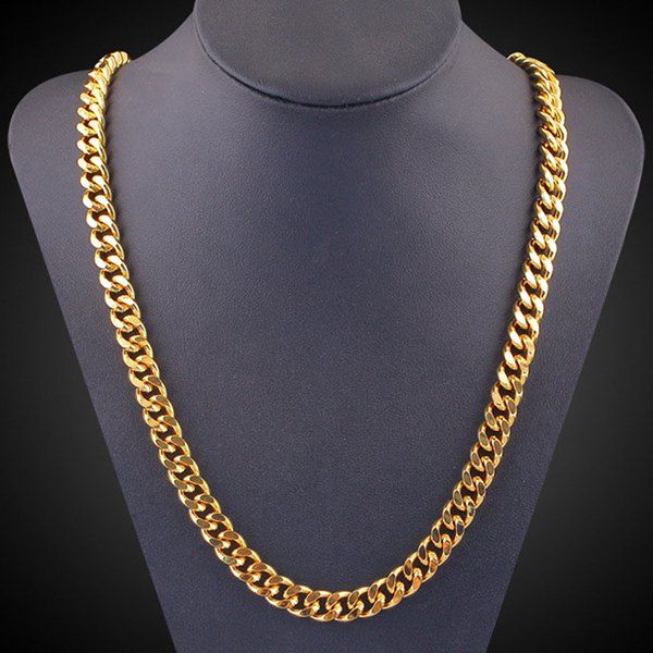 

Chunky Alloy Chain Link Necklace, Golden