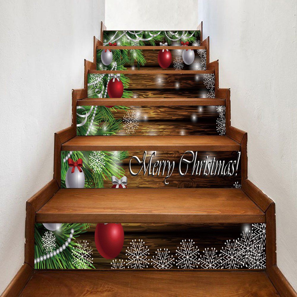 

Christmas Baubles Pine Tree Pattern Decorative Stair Stickers, Colormix