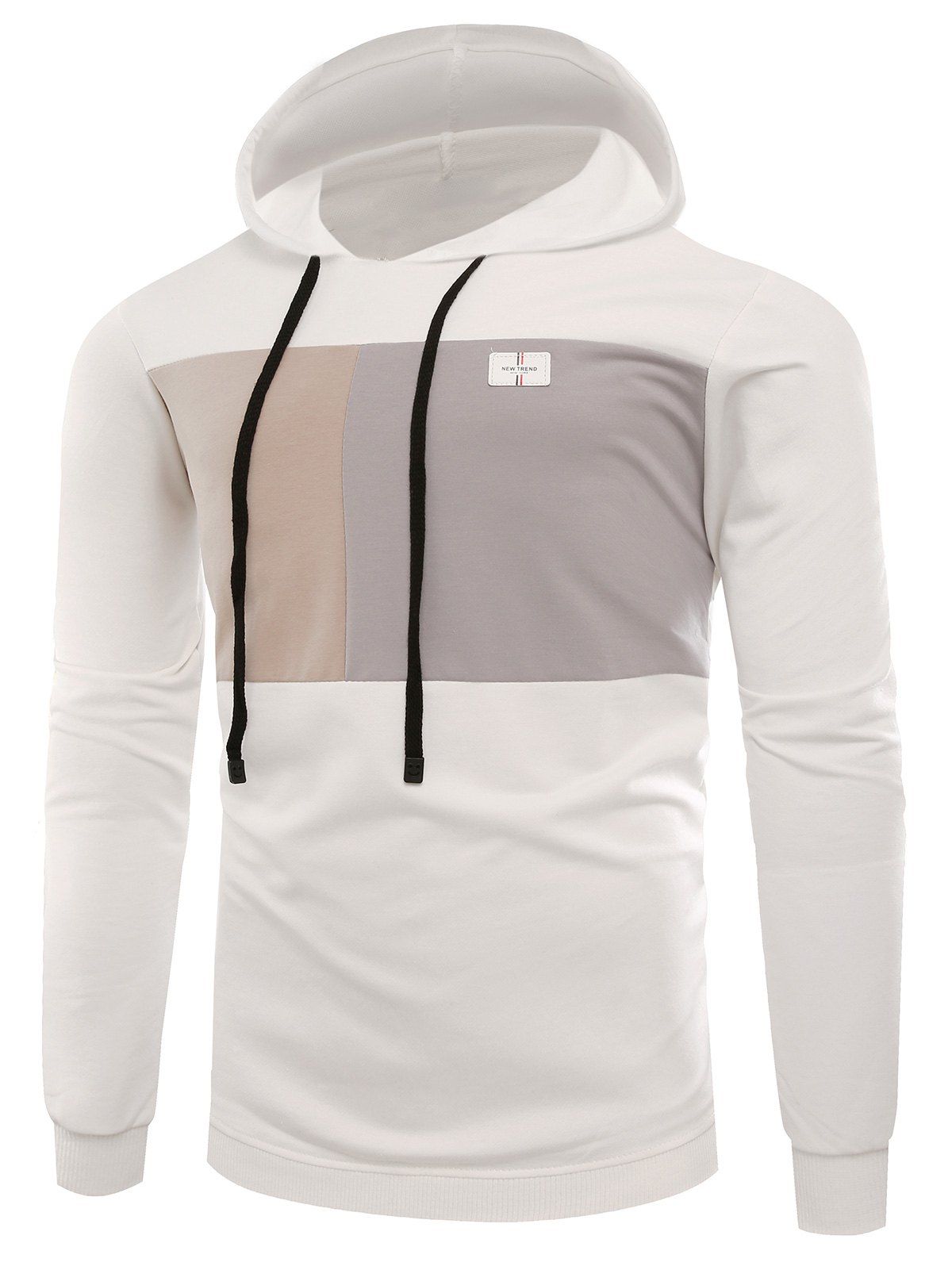 

Applique Color Block Pullover Hoodie, White