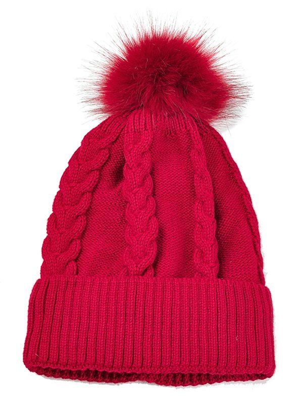

Outdoor Striped Pattern Embellished Crochet Knitted Beanie, Red