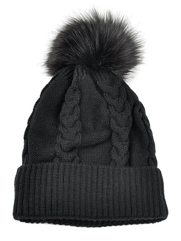 

Outdoor Striped Pattern Embellished Crochet Knitted Beanie, Black