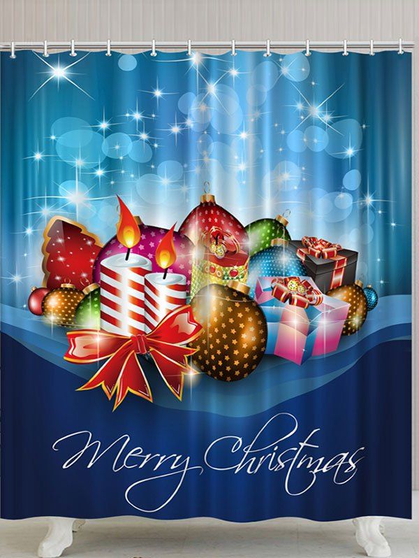 

Christmas Theme Printed Waterproof Polyester Shower Curtain, Blue