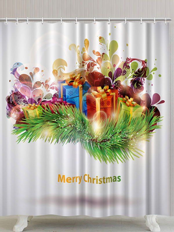 

Christmas Gifts Printed Waterproof Polyester Bath Curtain, White grey