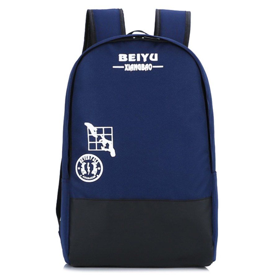 [39 OFF] Print Letter Color Block Backpack Rosegal