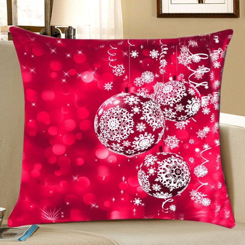 

Christmas Snowflake Baubles Print Decorative Linen Pillowcase, Colormix