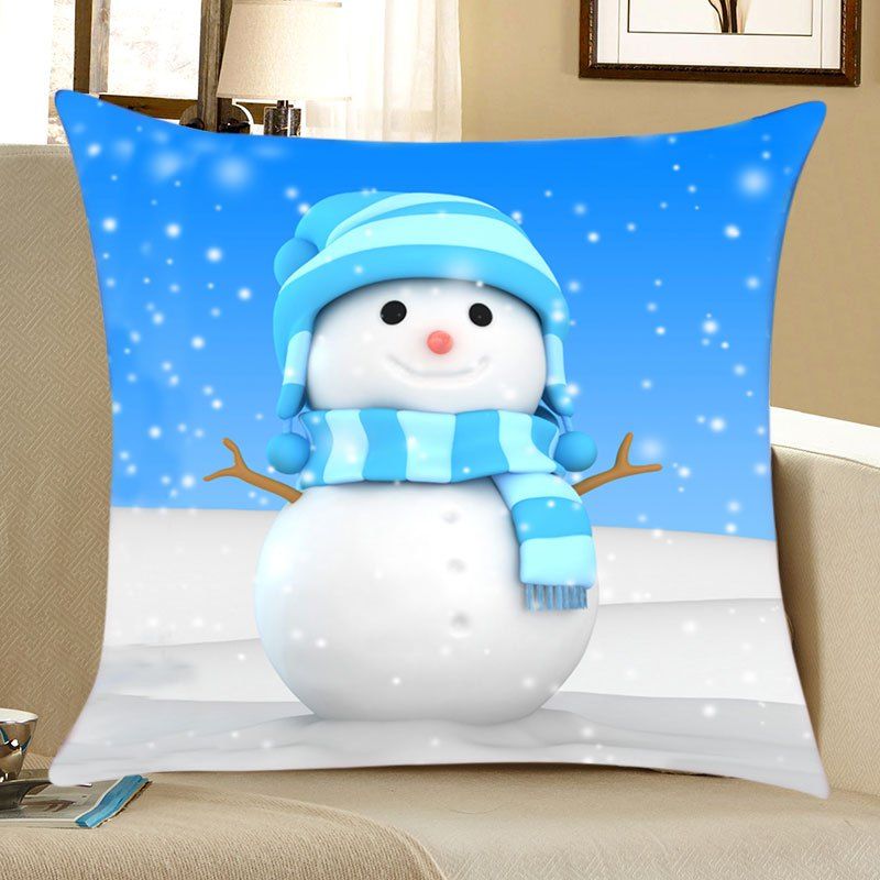 

Snowy Christmas Snowman Print Decorative Linen Pillowcase, Colormix