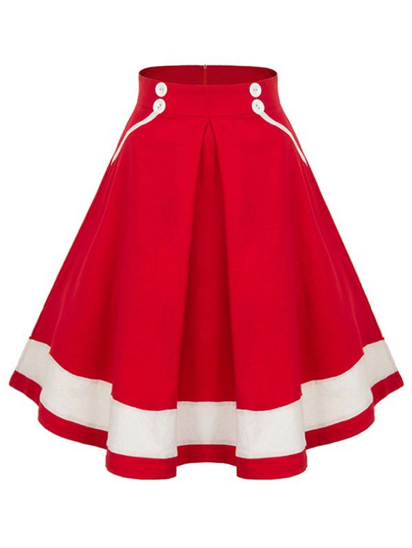 

High Waisted Pleated Midi Skirt, Red