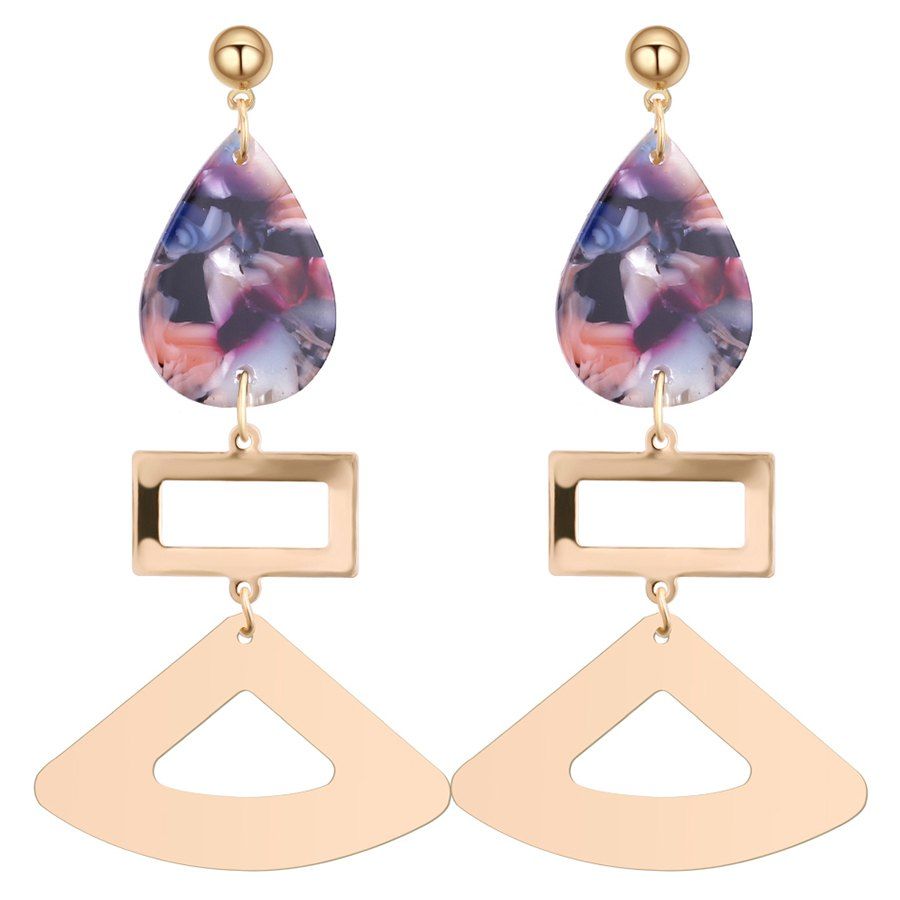 

Geometric Shape Drop Earrings, Colorful