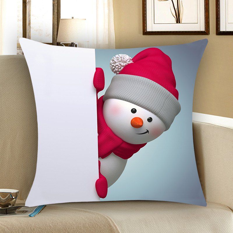 

Christmas Snowman Patterned Throw Pillow Case, Red and white