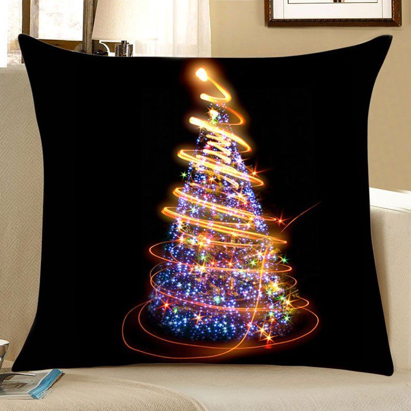 

Starlight Christmas Tree Print Pattern Linen Pillowcase, Colorful