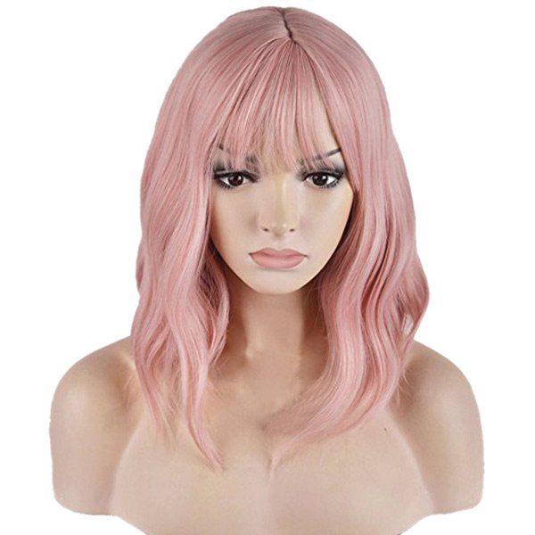 

Medium See-through Fringe Wavy Synthetic Wig, Pink