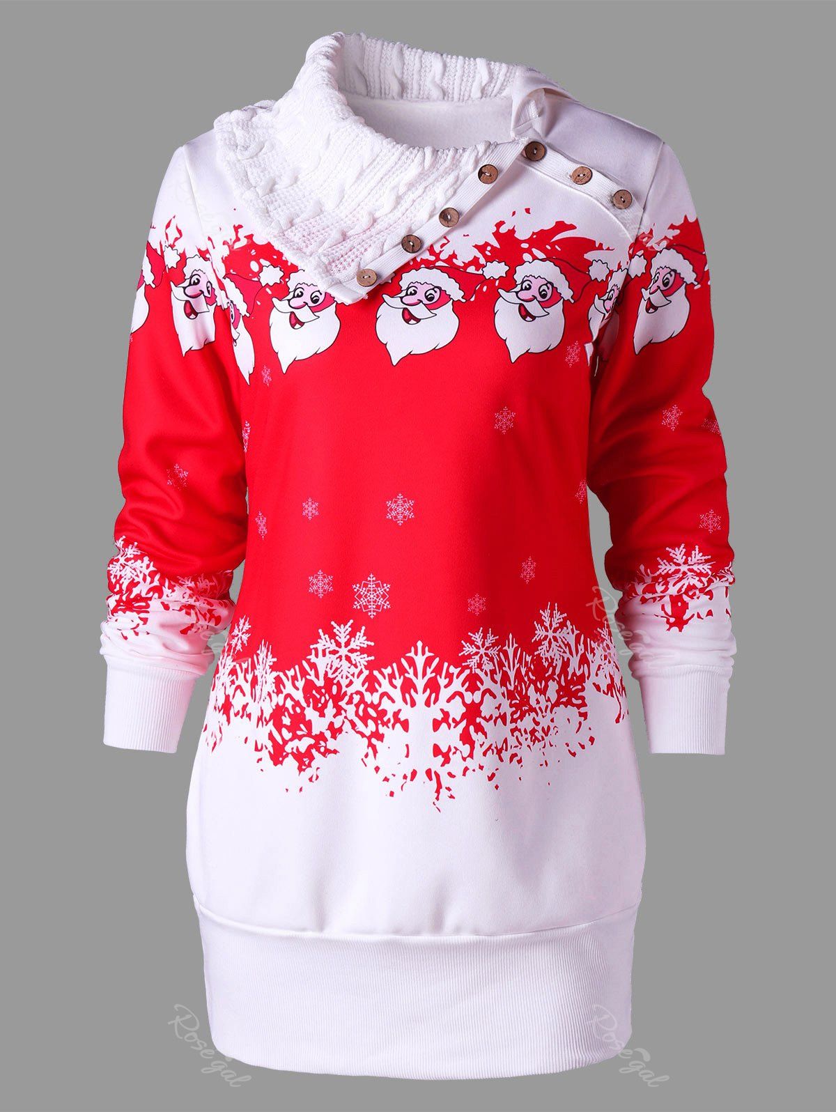 

Santa Claus Print Plus Size Tunic Sweatshirt Dress, Red