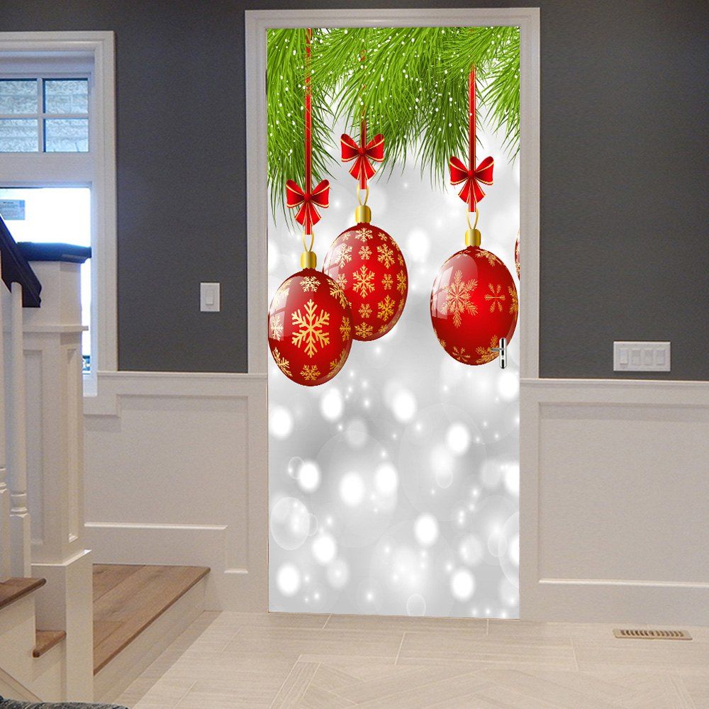 

Christmas Baubles Pattern Door Cover Stickers, Colormix