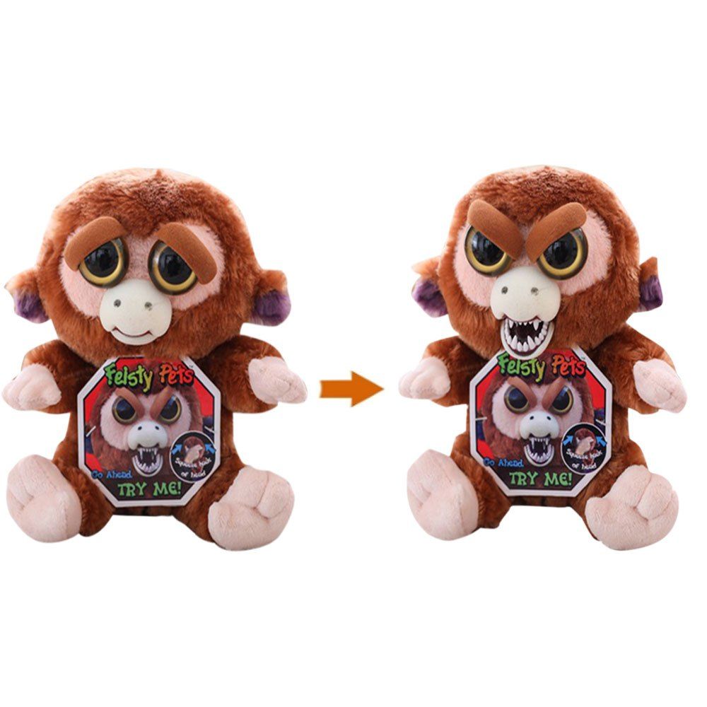 2018 Pets Plush Stuffed Toy Turns Angry With A Squeeze In Deep Brown